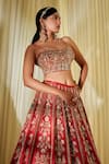 Disha Muchhala_Red Silk Embroidered Floral Scoop Neck Bridal Lehenga Set _Online_at_Aza_Fashions