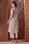 Shop_Charkhee_Beige Kurta And Palazzo Crepe Printed Stud Mandarin Collar Geometric Set _at_Aza_Fashions