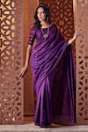 Buy_Charkhee_Purple Chanderi Embellished Brass Rings Round Saree With Blouse _at_Aza_Fashions