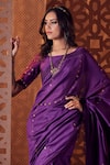 Buy_Charkhee_Purple Chanderi Embellished Brass Rings Round Saree With Blouse _Online_at_Aza_Fashions