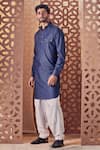 Shop Charkhee Blue Kurta Denim Embroidered Stud Pathani Set at Aza Fashions Shop_Charkhee_Blue Kurta Denim Embroidered Stud Pathani Set_at_Aza_Fashions