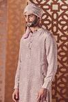 Buy_Charkhee_Grey Kurta Crepe, Lining Cotton, Pant Poplin Geometric Print Set _Online_at_Aza_Fashions