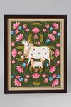 Buy_Assemblage_Multi Color Unframed Hand Painting Lotus Forest Cow Pichwai_at_Aza_Fashions