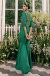 Shop_Adi By Aditya Khandelwl_Green Silk, Irish Satin Dori, Floral, Sequin, Zari Embroidered Jacket And Pant Set _at_Aza_Fashions