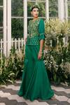Adi By Aditya Khandelwl_Green Silk, Irish Satin Dori, Floral, Sequin, Zari Embroidered Jacket And Pant Set _Online_at_Aza_Fashions