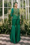 Buy_Adi By Aditya Khandelwl_Green Silk, Irish Satin Dori, Floral, Sequin, Zari Embroidered Jacket And Pant Set _Online_at_Aza_Fashions