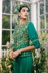 Adi By Aditya Khandelwl_Green Silk, Irish Satin Dori, Floral, Sequin, Zari Embroidered Jacket And Pant Set _at_Aza_Fashions