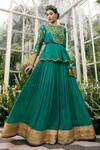 Adi By Aditya Khandelwl Green Silk, Georgette Dori, Floral, Sequin, Zari Embroidered Kurta And Sharara Set Online at Aza Fashions Adi By Aditya Khandelwl_Green Silk, Georgette Dori, Floral, Sequin, Zari Embroidered Kurta And Sharara Set _Online_at_Aza_Fashions