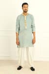 Buy_Twenty Nine_Blue Gajji Silk Dyed Bandhani Kurta _at_Aza_Fashions