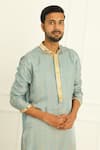 Buy_Twenty Nine_Blue Gajji Silk Dyed Bandhani Kurta _Online_at_Aza_Fashions