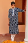 Buy_Twenty Nine_Blue Gajji Silk Dyed Bandhani Kurta _at_Aza_Fashions