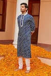 Twenty Nine_Blue Gajji Silk Dyed Bandhani Kurta _Online_at_Aza_Fashions