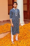 Buy_Twenty Nine_Blue Gajji Silk Dyed Bandhani Kurta _Online_at_Aza_Fashions
