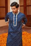 Shop_Twenty Nine_Blue Gajji Silk Dyed Bandhani Kurta _Online_at_Aza_Fashions