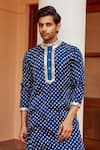 Twenty Nine_Blue Gajji Silk Dyed Bandhani Kurta _at_Aza_Fashions