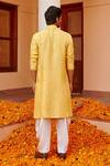 Shop_Twenty Nine_Yellow Dupion Silk Mirror Work Kurta _at_Aza_Fashions