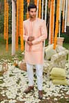 Buy_Twenty Nine_Peach Georgette Embroidered Mirror Work Front Open Jacket _at_Aza_Fashions