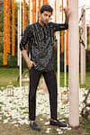 Twenty Nine_Black Raw Silk Plain Straight Fit Pant _Online_at_Aza_Fashions