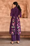 Shop_Taro_Purple Chanderi Silk, Slip Cotton Floral Print Mulberry Anarkali And Pant Set _at_Aza_Fashions