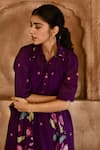 Shop_Taro_Purple Chanderi Silk, Slip Cotton Floral Print Mulberry Anarkali And Pant Set _Online_at_Aza_Fashions