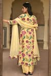 Shop_Taro_Yellow Chanderi Silk Printed And Hand Work Floral & Sequin Corn Kurta Set _at_Aza_Fashions