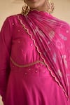 Taro_Fuchsia Chanderi Silk, Dupatta Chiffon Cutdana And Embroidered Anarkali Set _at_Aza_Fashions