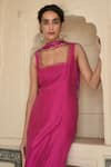 Taro_Fuchsia Chanderi Silk Hand Cutdana And Sequin Rose Kurta Set  _at_Aza_Fashions