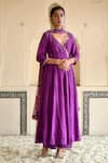 Buy_Taro_Purple Chanderi Silk, Dupatta Chiffon Cutdana And Sequin Embroidered Anarkali Set _at_Aza_Fashions