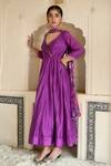 Buy_Taro_Purple Chanderi Silk, Dupatta Chiffon Cutdana And Sequin Embroidered Anarkali Set _Online_at_Aza_Fashions