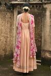 Shop_Taro_Peach Chanderi Silk, Dupatta Chiffon Sunset Blush Embroidered Anarkali Set _at_Aza_Fashions