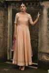 Buy_Taro_Peach Chanderi Silk, Dupatta Chiffon Sunset Blush Embroidered Anarkali Set _Online_at_Aza_Fashions