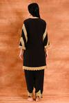 Shop_Amrita Artisanal Clothing_Black Crepe Silk Embroidered Kurta Salwar Set_at_Aza_Fashions