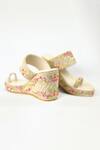 Buy_Shiveen Shiveen_Cream Embroidery Anaya Floral Wedges _Online_at_Aza_Fashions