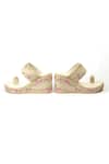 Shop_Shiveen Shiveen_Cream Embroidery Anaya Floral Wedges _Online_at_Aza_Fashions
