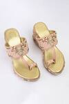 Buy_Shiveen Shiveen_Pink Embroidery Anaya Floral Wedges _at_Aza_Fashions