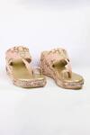 Shop_Shiveen Shiveen_Pink Embroidery Anaya Floral Wedges _Online_at_Aza_Fashions