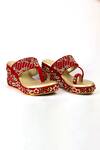 Buy_Shiveen Shiveen_Red Hand Embroidered Anaya Floral Wedges _at_Aza_Fashions