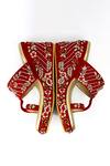 Shop_Shiveen Shiveen_Red Hand Embroidered Anaya Floral Wedges _at_Aza_Fashions
