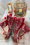 Shiveen Shiveen_Red Hand Embroidered Anaya Floral Wedges _at_Aza_Fashions
