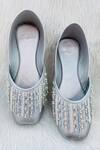 Buy_Shiveen Shiveen_Gray Hand Embroidered Grey Vegan Juttis_at_Aza_Fashions