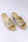 Buy_Shiveen Shiveen_Cream Hand Embroidered Floral Block Heels _at_Aza_Fashions