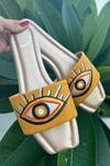 Buy_Shiveen Shiveen_Yellow Hand Painted Hostile Stare Flats_Online_at_Aza_Fashions