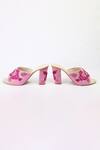 Shop_Shiveen Shiveen_Pink Embroidered Floral Block Heels _at_Aza_Fashions