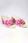 Shop_Shiveen Shiveen_Pink Embroidered Floral Block Heels _Online_at_Aza_Fashions