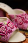 Shiveen Shiveen_Pink Embroidered Floral Block Heels _at_Aza_Fashions