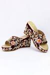 Buy_Shiveen Shiveen_Maroon Embroidered Floral Wedges _at_Aza_Fashions
