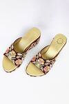 Shop_Shiveen Shiveen_Maroon Embroidered Floral Wedges _at_Aza_Fashions
