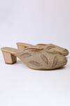Shop_Shiveen Shiveen_Gold Embroidery Tanucchhada Mule Block Heels_Online_at_Aza_Fashions