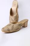 Shiveen Shiveen_Gold Embroidery Tanucchhada Mule Block Heels_at_Aza_Fashions