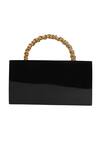 Shop_Be Chic_Black Embellished Rectangle Resin Box Clutch_at_Aza_Fashions